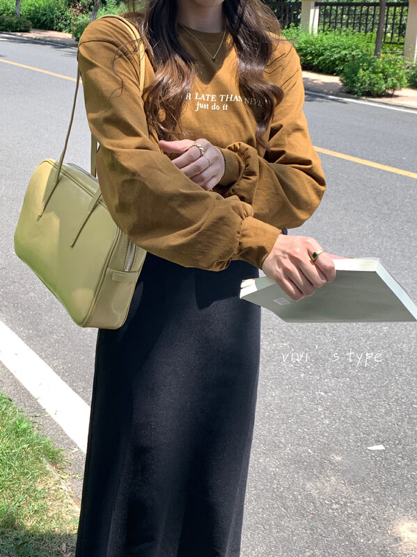 Original price 43.99! New in early autumn! [VIVIS TYPE] Korean version of the simple style letter long-sleeved T-shirt 5172# HJY