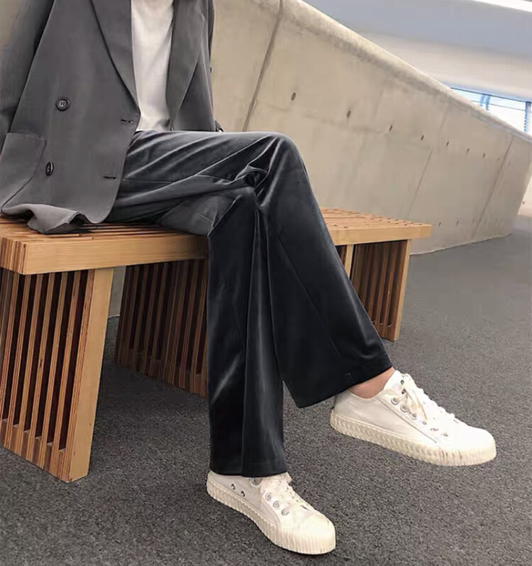 New in autumn!【KIKI STUDIO】Korean Straight Velvet Casual Pants 6672# HJY
