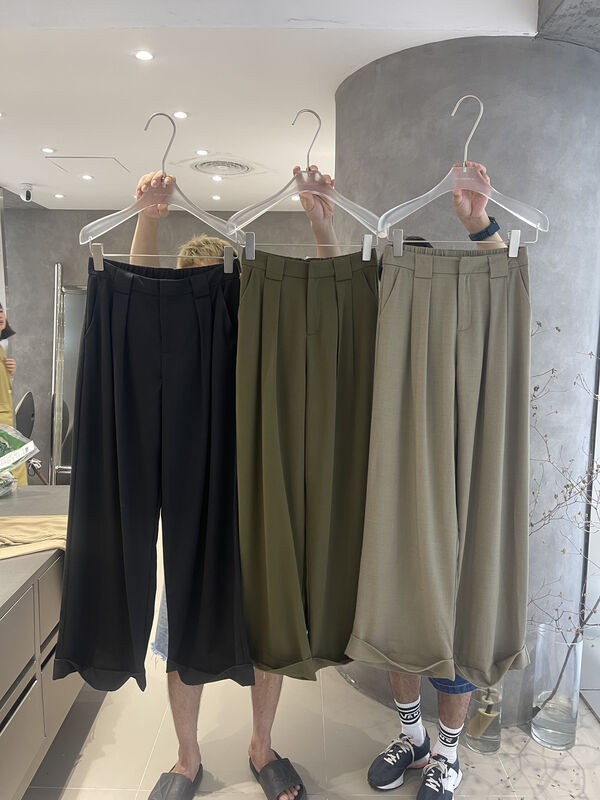 【IN.CHOOSE U】Fashionable elastic waist hem trousers 66317# CQW