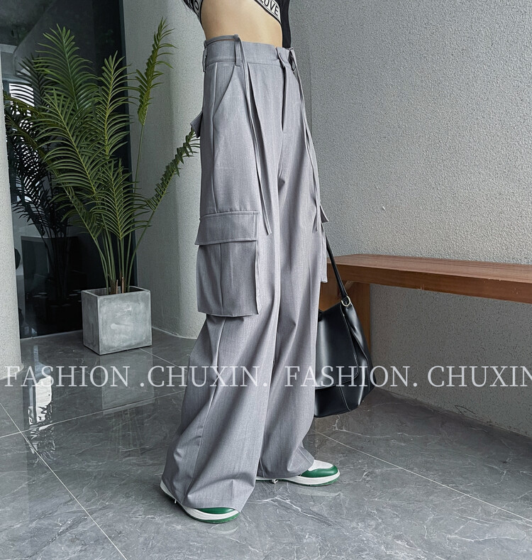 Autumn is new! [C.X original heart] personalized tooling solid color loose casual pants K938# WTT
