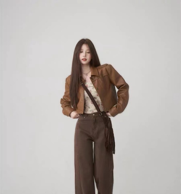 New in autumn! [KAKAJIA] Retro motorcycle short jacket 2698# OZQ