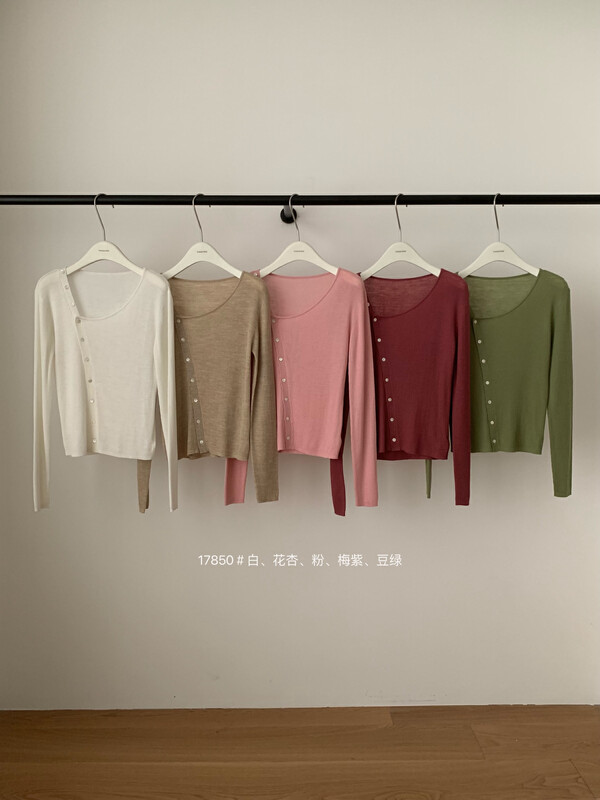 New in early autumn! [T.G] round neck single-breasted design knitted cardigan 17850# CLS