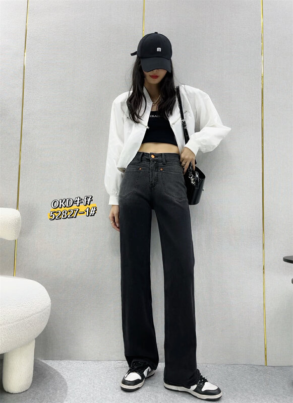 New in autumn! [OKD] Comfortable and practical, all-match gradient design loose mopping jeans 52827-1# GY