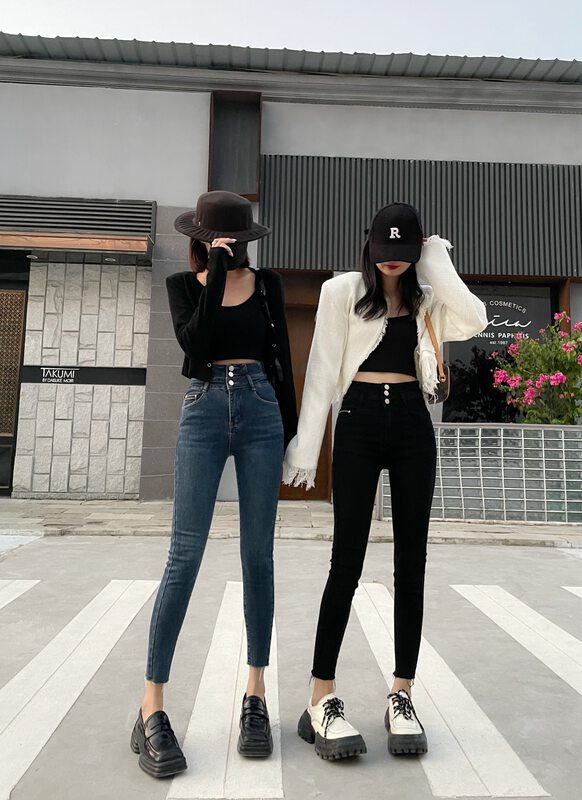 New in autumn! [OKD] High waist three button skinny jeans 60010# GY