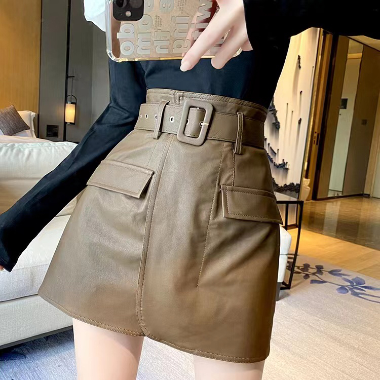 Autumn is new! [QUEEN QUEEN] Solid color simple all-match skirt (with belt) A296111# OZQ