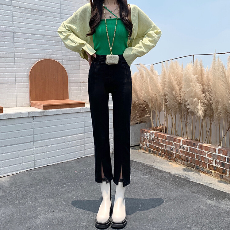 New in autumn! [Timely rain] Korean style ins retro design jeans R1319# WPL