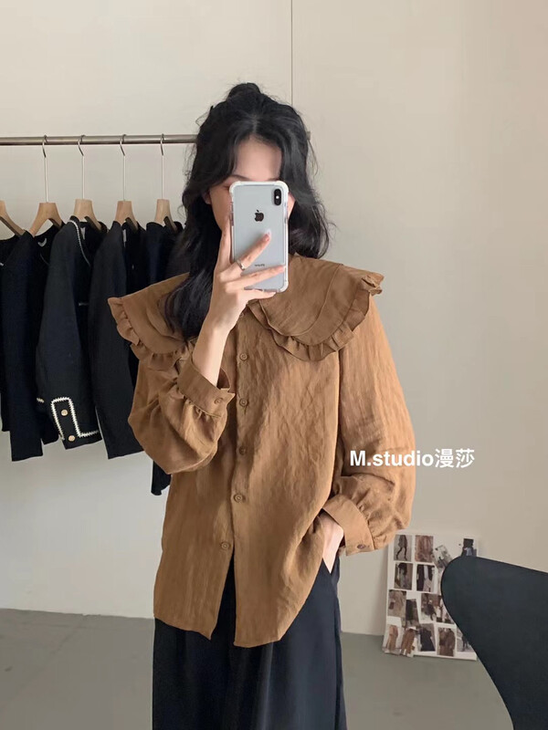 New in autumn! [MSTUDIO Mansha] Double-layer doll collar small fresh shirt c1010# HBX