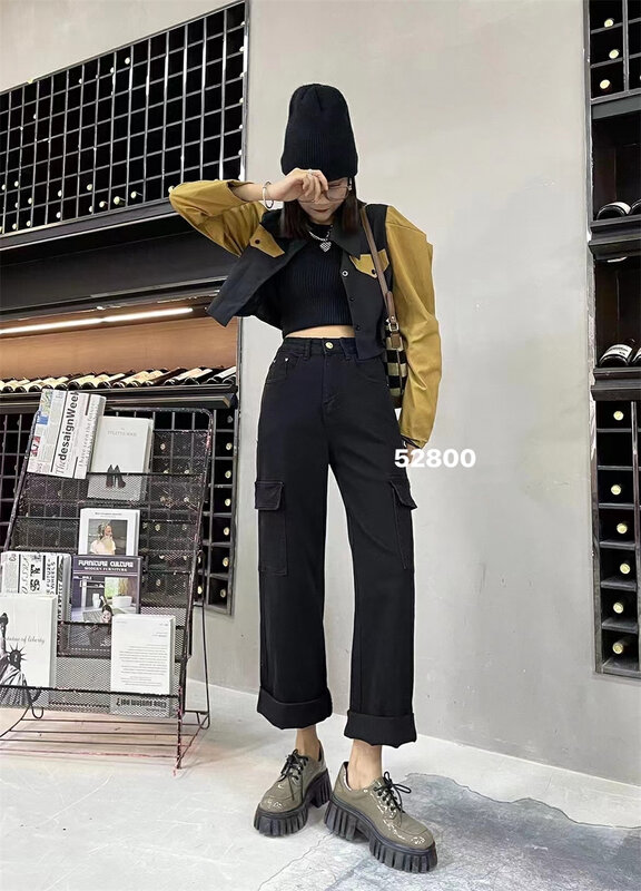 Autumn is new! [OKD] version is fashionable tooling straight all-match casual pants 52800-1# GY