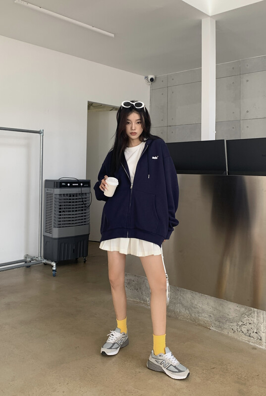 [11AN] Letter Printed Back Embroidered Hooded Cardigan Short Jacket A6996