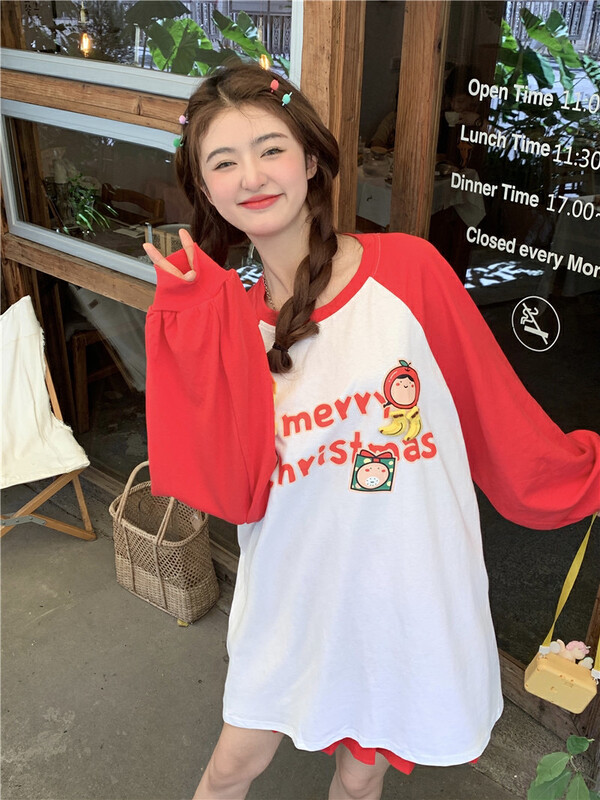 Autumn is new! [Timely rain] Hanfeng ins sweet and age-reducing long-sleeved T-shirt (non-removable accessories) 24550# WPL