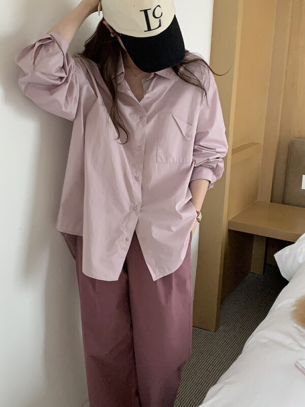 New in early autumn! [T.G] Simple casual solid color versatile shirt 17712# CLS