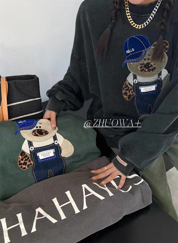 Autumn models are new! [Strictly selected by buyers - Zhuowa] Labeled bear old loose sweater 5375# CL