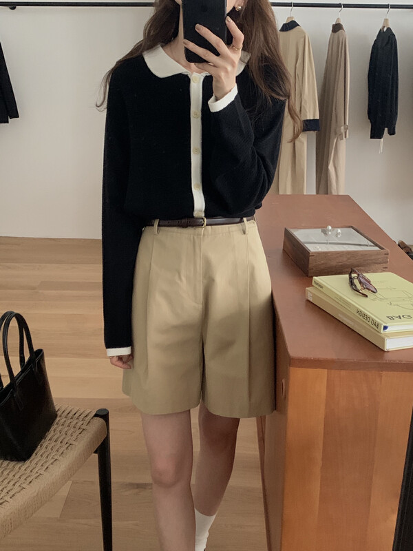 New in early autumn! [T.G] Korean color-block design knitted cardigan (including 30% merino wool) 18138# CLS
