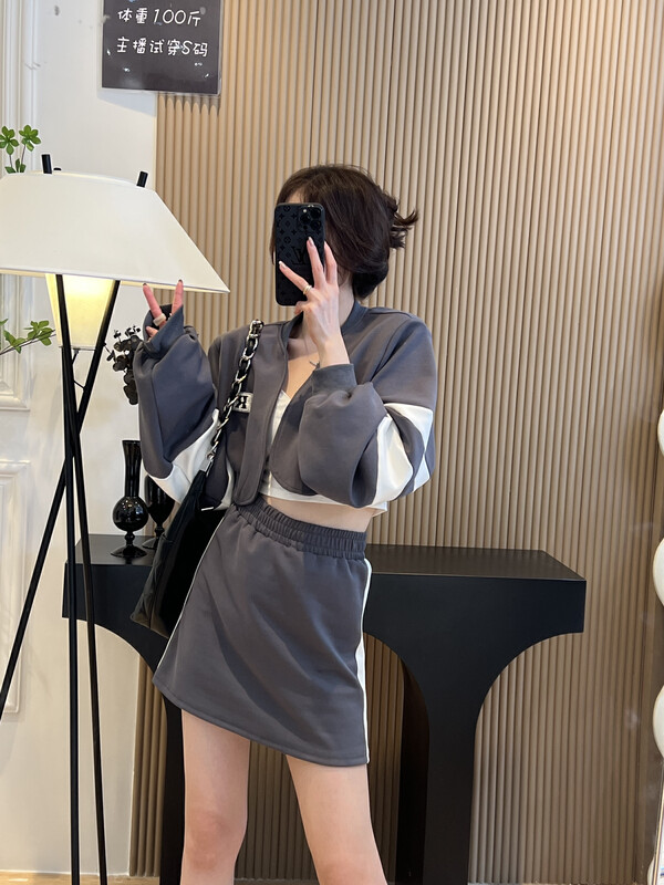 [FEI MAO] Korean early autumn new fashionable color matching all-match short baseball uniform suit Z-4561