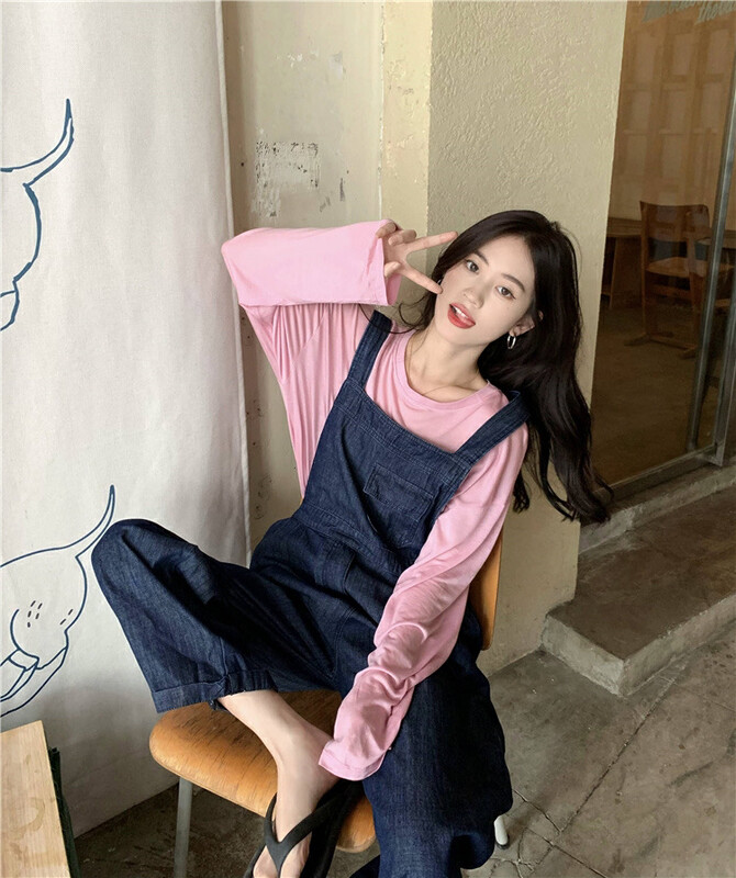 New in early autumn! [Timely rain] Korean style ins design sense behind the slits loose all-match long-sleeved T-shirt 70709# WPL