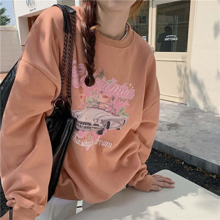 Autumn is new! [Timely rain] Korean style ins design letter printing loose pullover sweater 4987# WPL