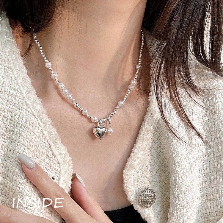 【INSIDE】Korean niche design love pearl short necklace (with box randomly distributed) X3577# ZXL