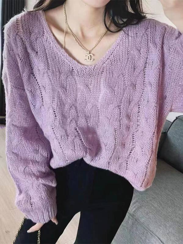 New in autumn! [I-D] Korean V-neck twist warm sweater 3150# L