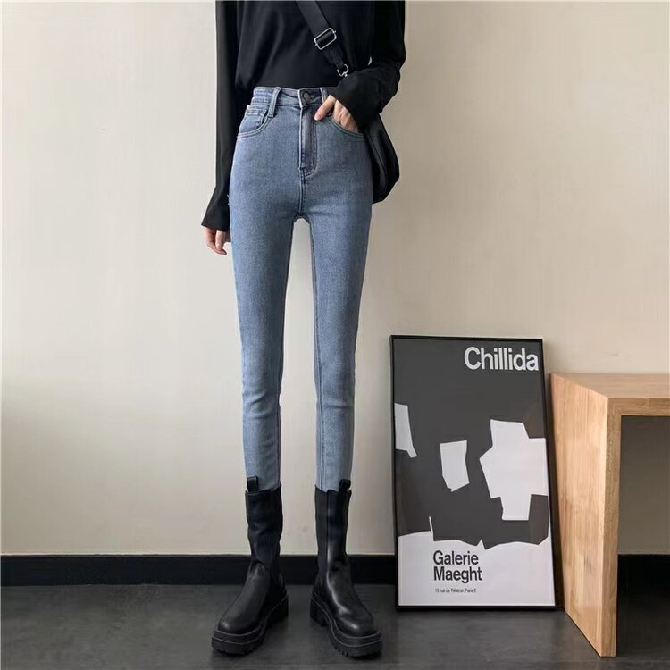 New in autumn! [OKD] Korean version of fashion elastic retro small feet all-match jeans 60001-1# GY