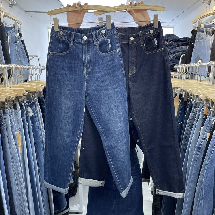 New in autumn!【OKD】Harem jeans with half elastic double button design 60036# GY