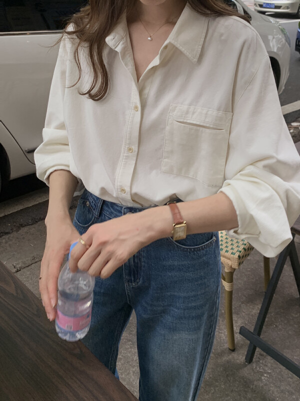 New in autumn! [T.G] Korean version of the classic simple solid color versatile shirt 18296# CLS