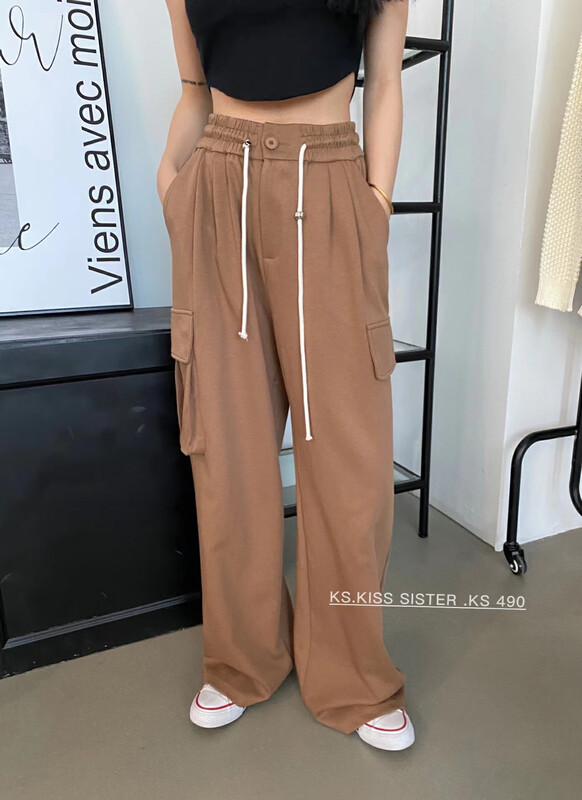 New in autumn! [KS] Tooling tide ins autumn new high waist design loose casual pants (with waist rope) 22291# CQW