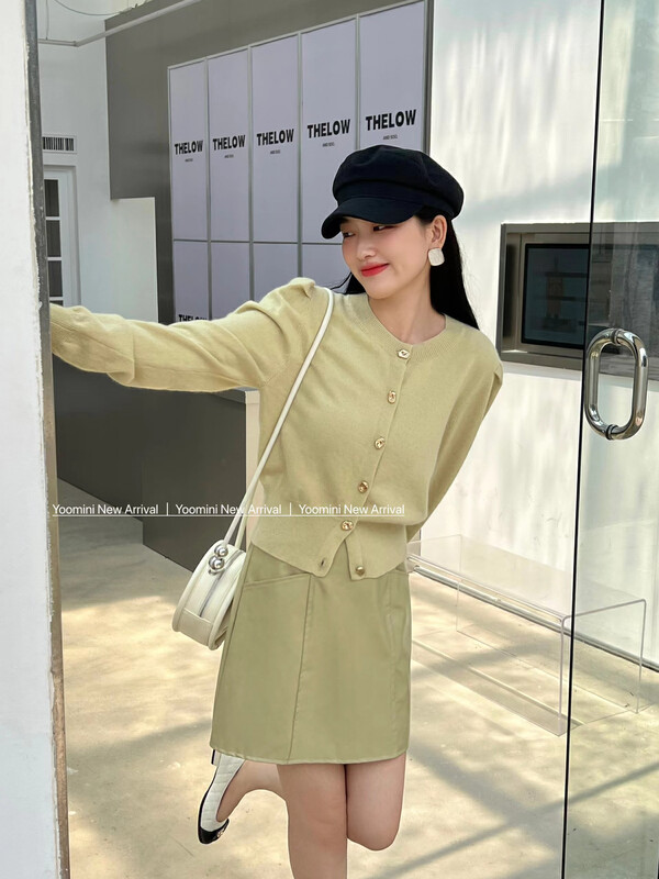 New in autumn! [YOOMINI] Simple solid color single-breasted warm sweater Q13665-V# WPL