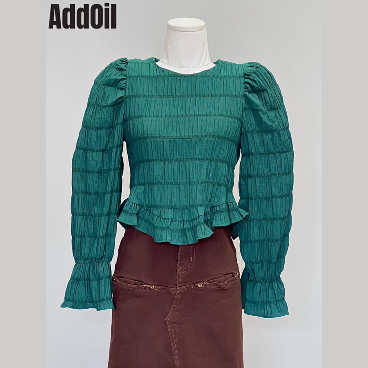 Autumn is new! [ADDOIL] Irregular folded all-match small shirt 3398# ZXL
