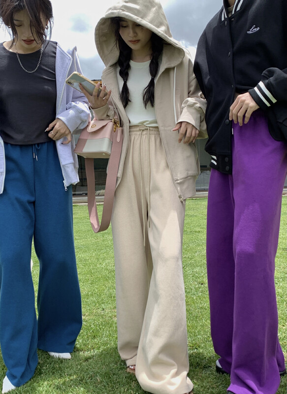 [11AN] Simple solid color wide-leg mopping pants casual pants A6785