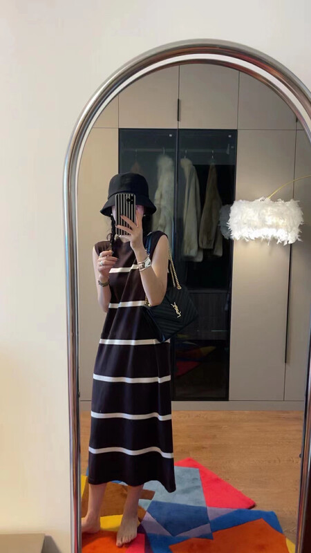 【KISS SISTER】Striped Design Loose Tank Top Dress 22M8211
