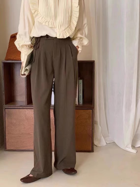 New in autumn! [KIKI STUDIO] thickened drape straight trousers 6593# HJY