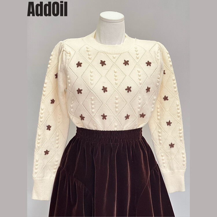 New in autumn! [ADDOIL] Retro three-dimensional flower warm sweater 6261-1# ZXL