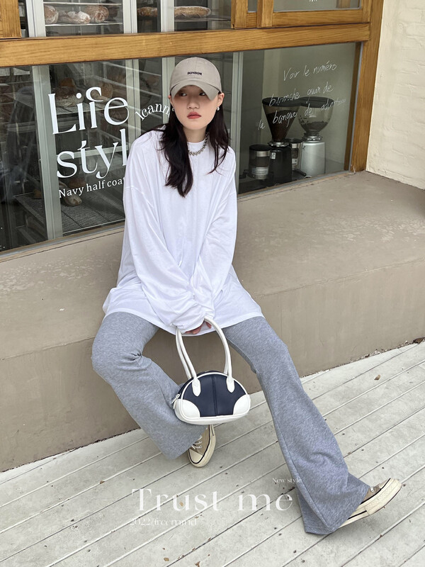 【TRUSTME】Flat solid color elastic casual pants 40097