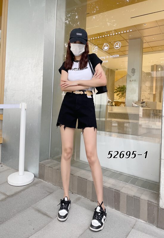 Original price 66.55! New in autumn! [OKD] Korean version of the elastic raw edge fashion all-match denim shorts (with belt) 58695-1# GY
