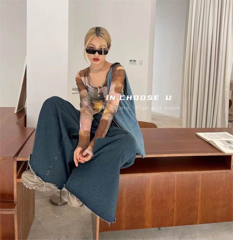 New in early autumn!【IN.CHOOSE U】Korean loose oversized wide-leg slimming jeans 69513# CQW