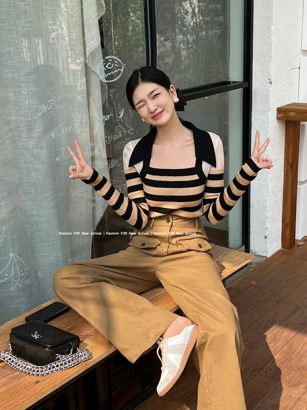 New in autumn! [YOOMINI] Korean version loose and slim pocket casual pants Q16191-K# WPL