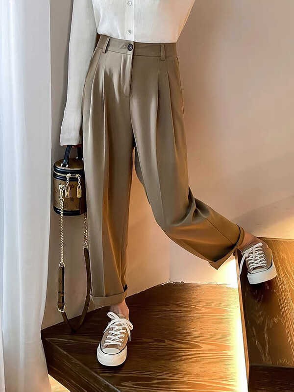 New in early autumn! [KIKI STUDIO] Simple, comfortable and slim trousers (without belt) 6424# HJY