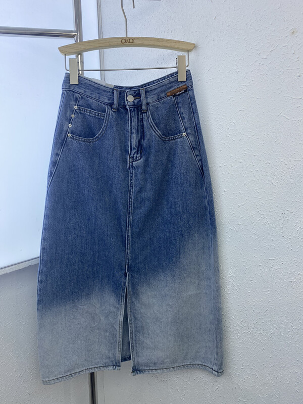 【OKD】Korean Fashion Gradient Slim Denim Skirt 90258-0# ZXL