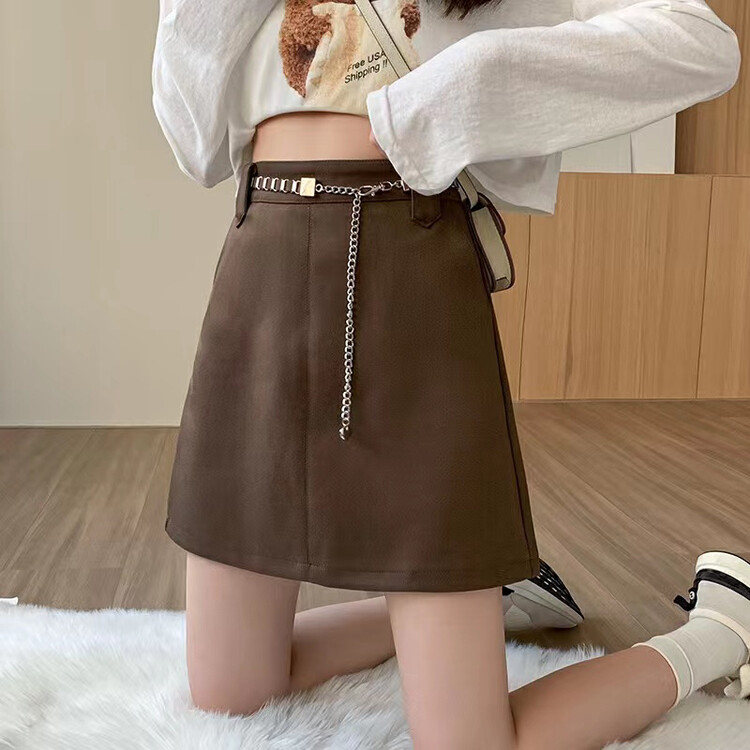 Autumn is new! [Queen QUEEN] Korean version of the high-waisted slim skirt (with belt) A69886# OZQ