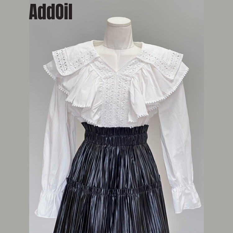 New in autumn! [ADDOIL] lace lace stitching shirt 3312-1# ZXL