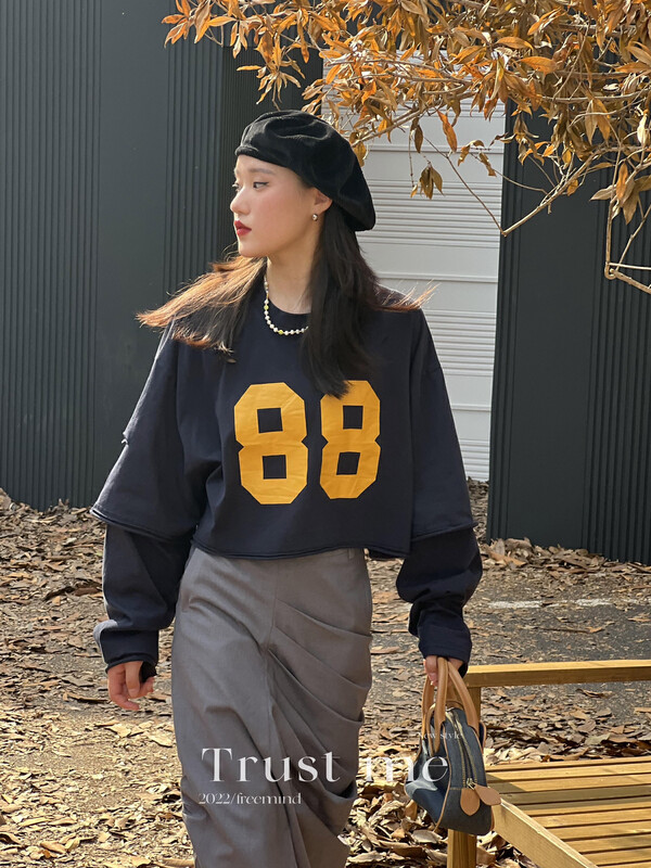 【TRUSTME】Loose Short Digital Print Sweatshirt 40088