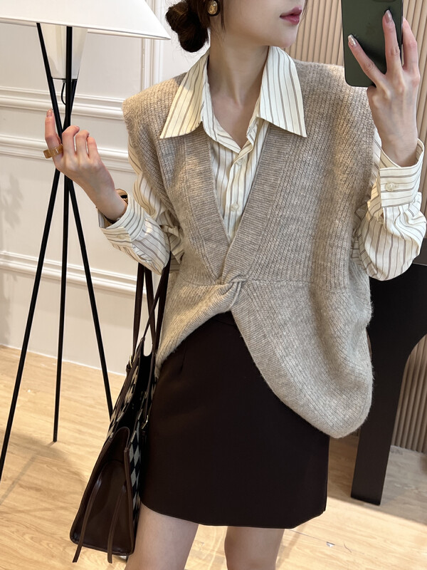 New in autumn! [FEIMAO (YIMAO)] Korean casual striped shirt Z-4540# LSL