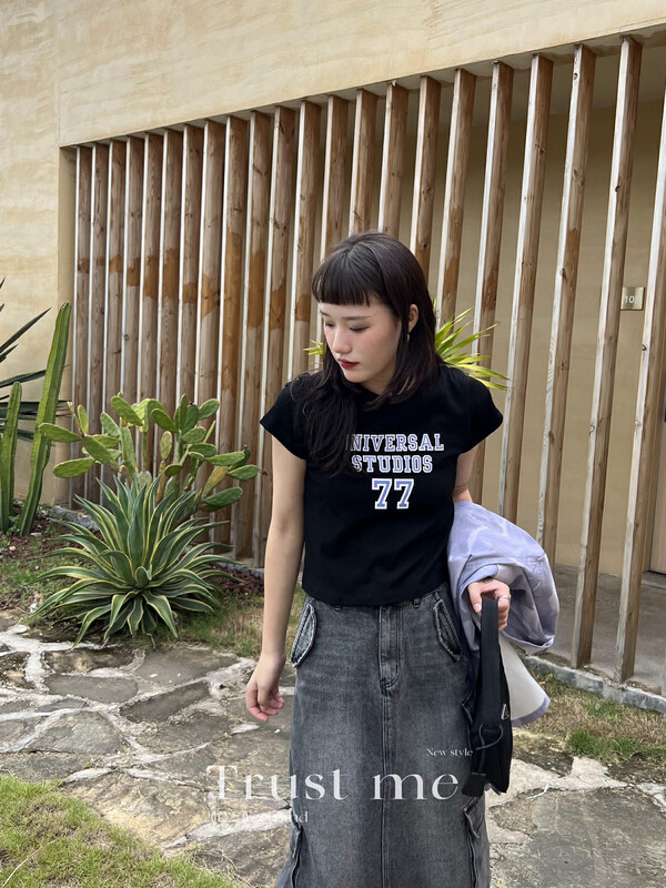 【TRUSTME】American Print Short Sleeve T-Shirt 40157