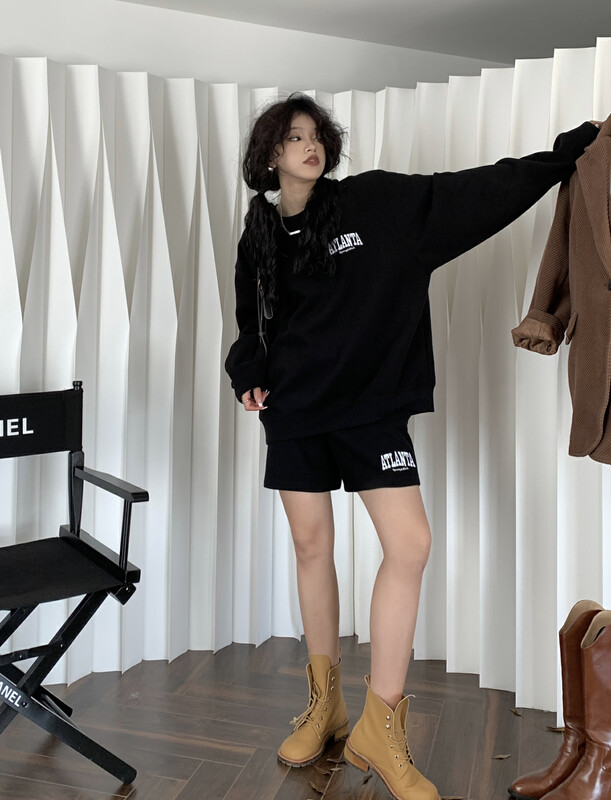 【11AN】Vintage Embroidered Sweater Shorts Set A6885