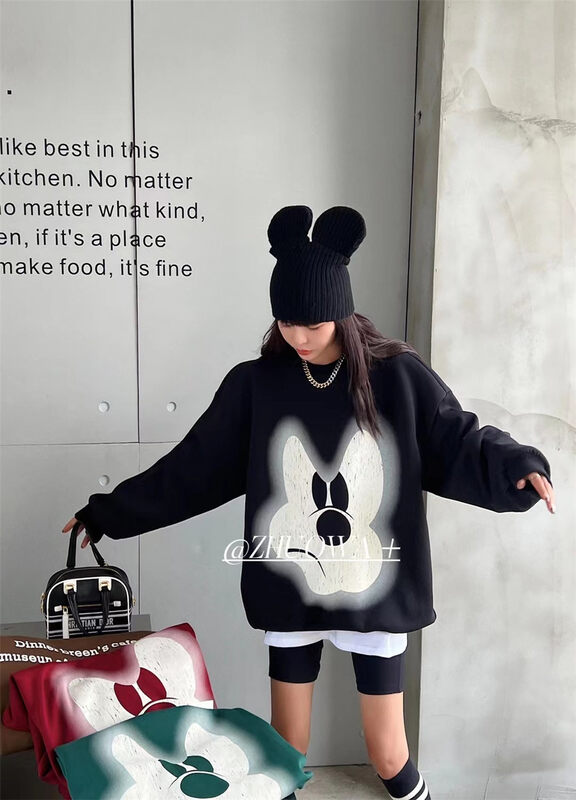 New in autumn! [Strictly selected by buyers - Zhuowa] Trendy pattern loose casual sweater 5213# CL