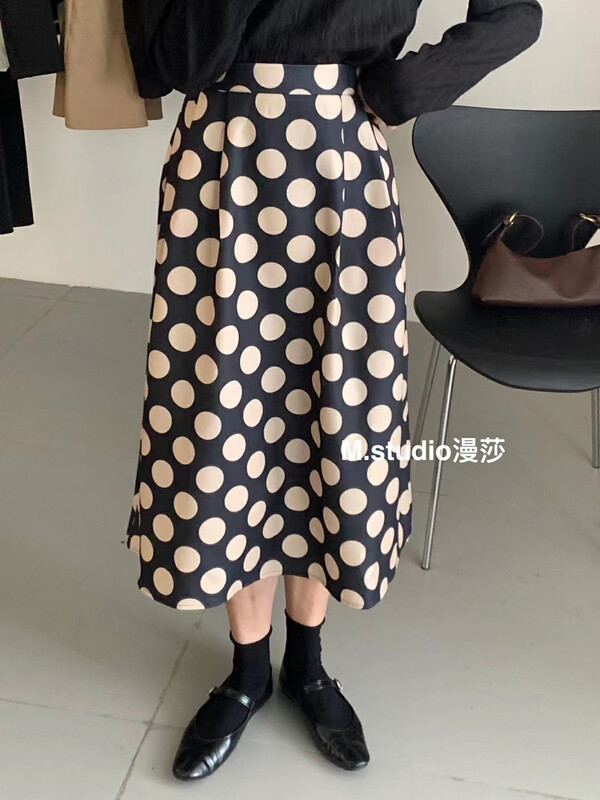 New in early autumn! [MSTUDIO Mansha] High waist and thin polka dot skirt Y6821# HBX