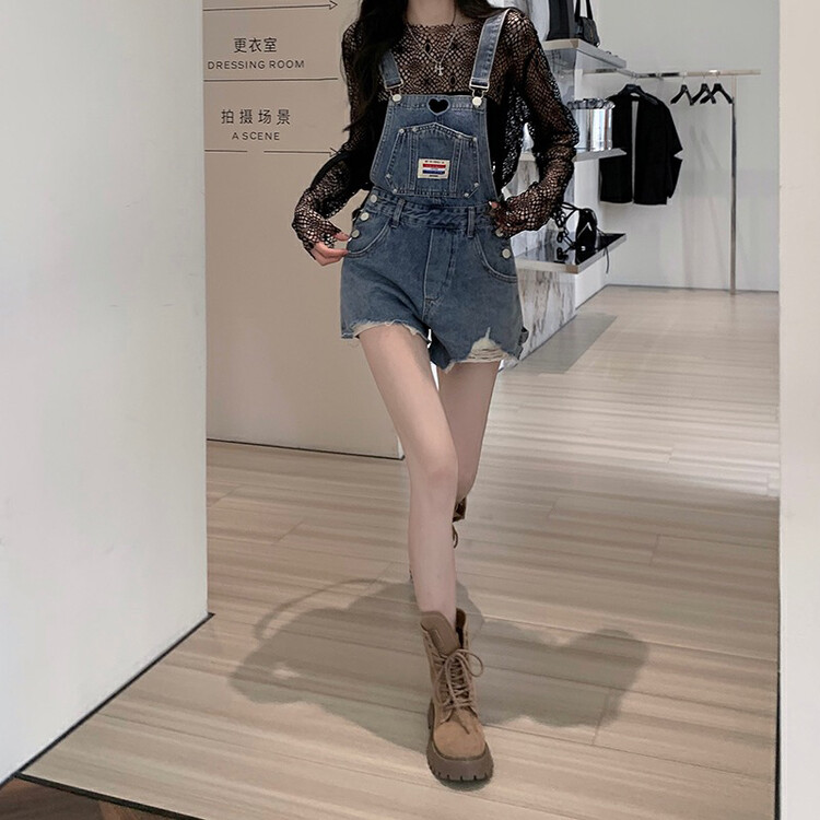 Autumn models are new! [Timely rain] Korean ins retro washed all-match fashion age-reducing high-waist overalls 79055# WPL
