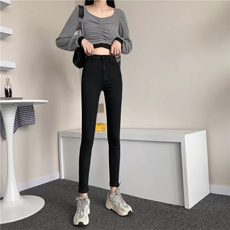 New in autumn!【OKD】Stretch slim fit trousers raw edge all-match jeans 60001-2# GY