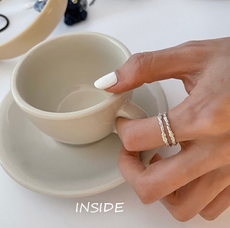 [INSIDE] Korean cold wind tin foil simple plain circle high-end ring (with box random) J3463# ZXL