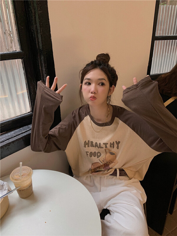 Autumn is new! [Timely rain] Korean ins loose and lazy long-sleeved T-shirt AF209# WPL